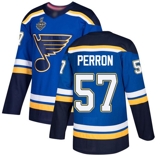 NHL St. Louis Blues Trikot #57 David Perron Blau Heim 2019 Stanley Cup